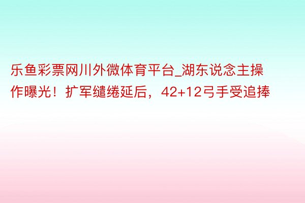 乐鱼彩票网川外微体育平台_湖东说念主操作曝光！扩军缱绻延后，42+12弓手受追捧